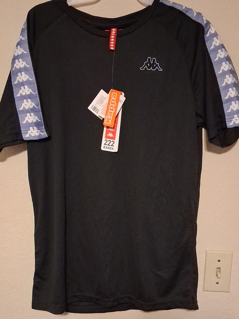 BNWT MENS KAPPA BANDA COENLY JERSEY SOZE XL SLIM FIT BLACK W/ BABY BLUE